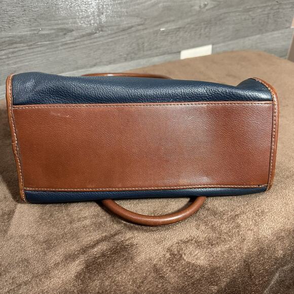 Vintage Carriage House Leather Purse Handbag Tan & Navy Many Pockets - Picture 11 of 16